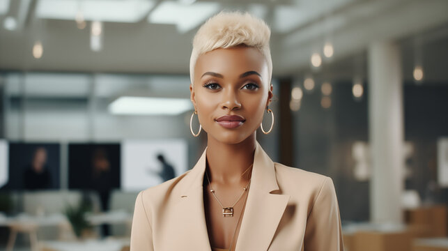 Mulher executiva com terno bege