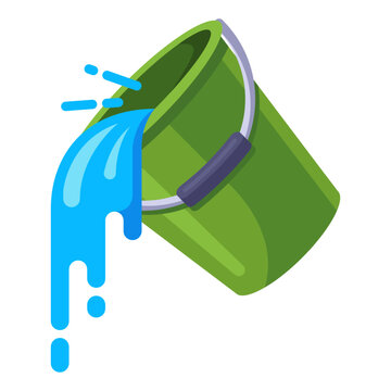 pour water from the green bucket. flat vector illustration