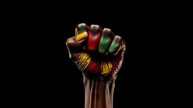 African Fist in a Nutshell Symbolizing Strength and Unity. Juneteenth Essence, Black History Month, Afro-Caribbean Tribute - Generative AI