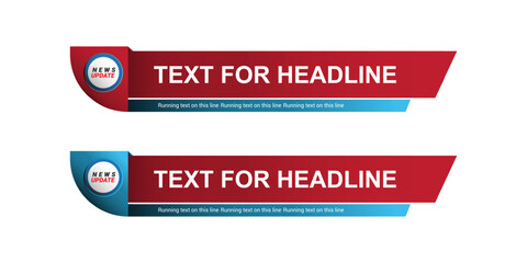 Lower third template for TV banners, bars for live news and sport channels, streaming and broadcasting. Collection of lower third for video editing isolated on white background. Vector	