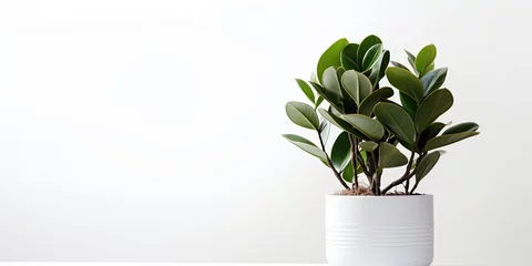 Poster Im Rahmen White background with Zamioculcas potted plant © Vusal