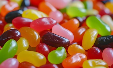 Colorful Delight - Closeup View of Jelly Beans Piled on a Tray