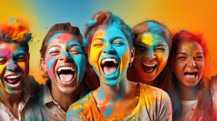 Holi celebration: a riot of colors and joyous revelry, embracing cultural vibrancy and traditions in a festive spectacle of music, dance, and jubilation, capturing the spirit of springtime merriment.