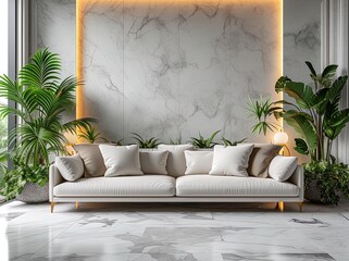 Serene Elegance: Contemporary Living Spaces with Natural Accents - Generative AI