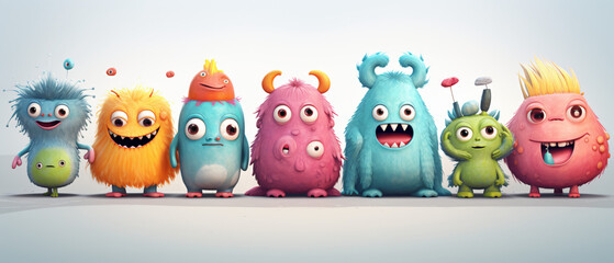  illustration of cute little monsters