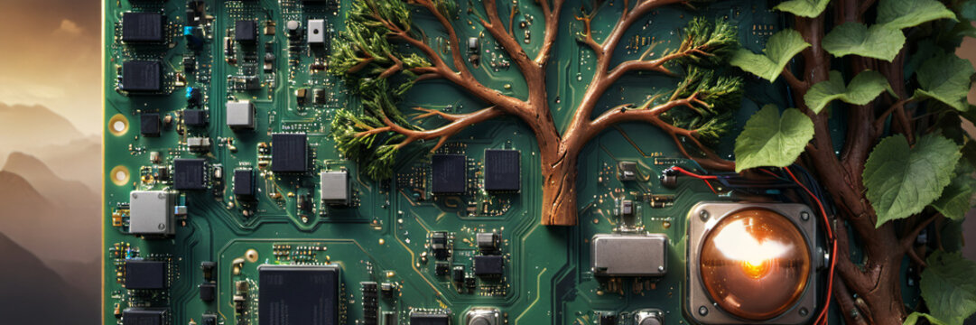Close Up of Circuit Board With Tree