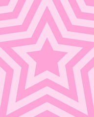 Concentric pink stars background. Trendy y2k pattern in pastel colors. Groovy psychedelic wallpaper design. Aesthetic poster with hypnotic effect in 70s, 80s, 90s, 00s style. Vector flat illustration