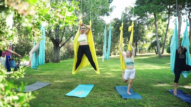 Healthy Yoga and Stretching. Gentle exercises for women health, invaluable benefits for women aged 30 to 40. Practices improve flexibility, relieve stress, strengthen muscles. Physical well-being