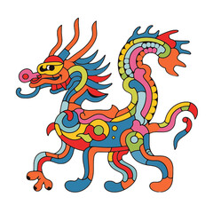 Fototapeta premium Colorful and Whimsical Dragon Illustration with Vibrant Design Elements