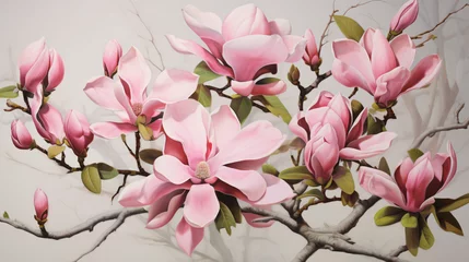 Keuken spatwand met foto  pink magnolia flowers © Affia