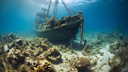 Ancient Shipwrecks and Historical Relics. - obrazy, fototapety, plakaty