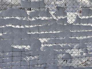 Background: snow in a chain-link fence