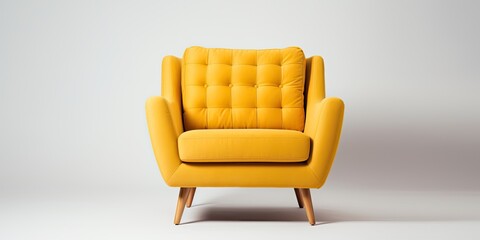 Stylish armchair in fabric, isolated.