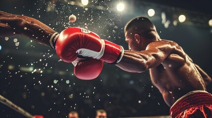 Boxing. Boxing match. Two boxers compete in the ring. Martial arts. Competition. The battle. Sport - Powered by Adobe