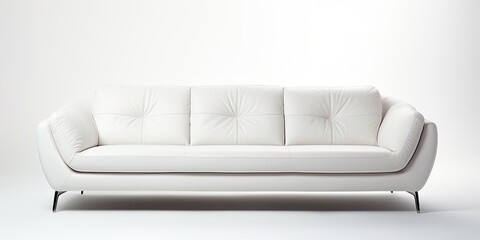 Contemporary 3-seater white sofa on isolated white background.