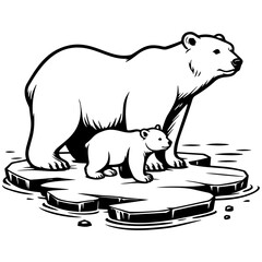 Polar Bear Standing on Ice Float.