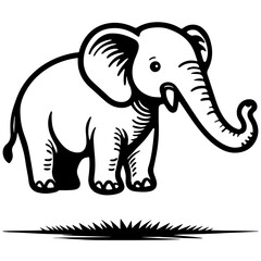 Elephant Sketch Drawing.