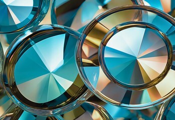 Soothing Rhythms, shapes with composition of colorful reflections. 3d 