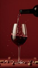 red wine pouring into glass