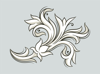 Baroque element concept. Traditional ornament and pattern. Minimalistic creativity and art. Architecture of old Rome and Greece. Linear flat vector illustration isolated on grey background