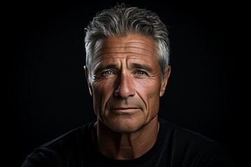 Portrait of a senior man on a black background. Studio shot.