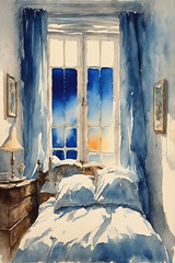 Watercolor Tranquil Room with a View
