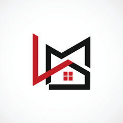 Modern M letter abstract home logo, design concept isolated vector template illustration
