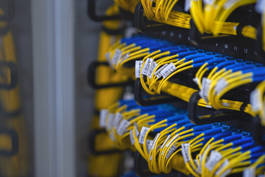 Network server devices with fiber optic cables (GPON).