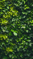 Fototapeta na wymiar green wall of green leaves and plants