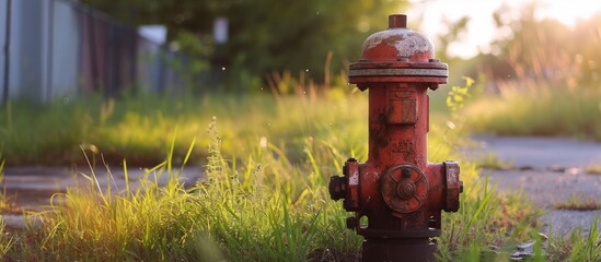 Fototapeta premium Protecting Lives and Property: Used Fire Hydrant Serves as Vital Protective Measure