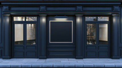 A shop window with an empty wall to display products or promotions