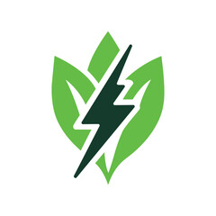 Eco Leaf Bolt Green Energy Vector Illustration