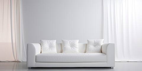 Contemporary white sofa in a studio setting.
