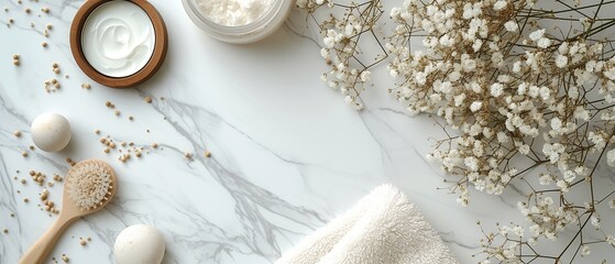 Spring Self-Care Ritual: Skincare and Serenity on Marble

