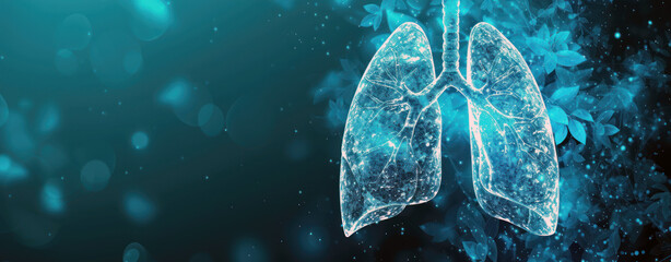 Human lungs with blue-green color