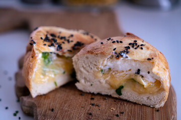 Delicious Cheesy Bread with cilantro and black sesame seeds baked to perfection 