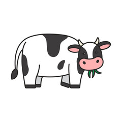 Cute black and white cow. Vector illustration isolated on white background.