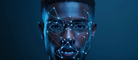 Cutting-edge Biometric Verification: Young Man's Face Recognition Concept Takes Centre Stage