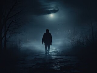 Fototapeta premium lonely silhouette in the night. 