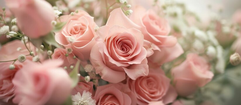 Delicate fragrance of pink roses and mini blossoms