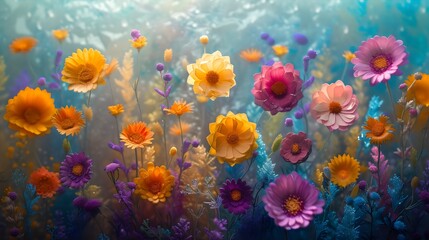 Obraz na płótnie Canvas Vibrant Garden of Blooming Flowers