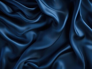 Fototapeta premium Abstract dark background. Silk satin fabric. Navy blue color. Elegant background with space for design. Soft wavy folds. Christmas, birthday, anniversary, award. Template.