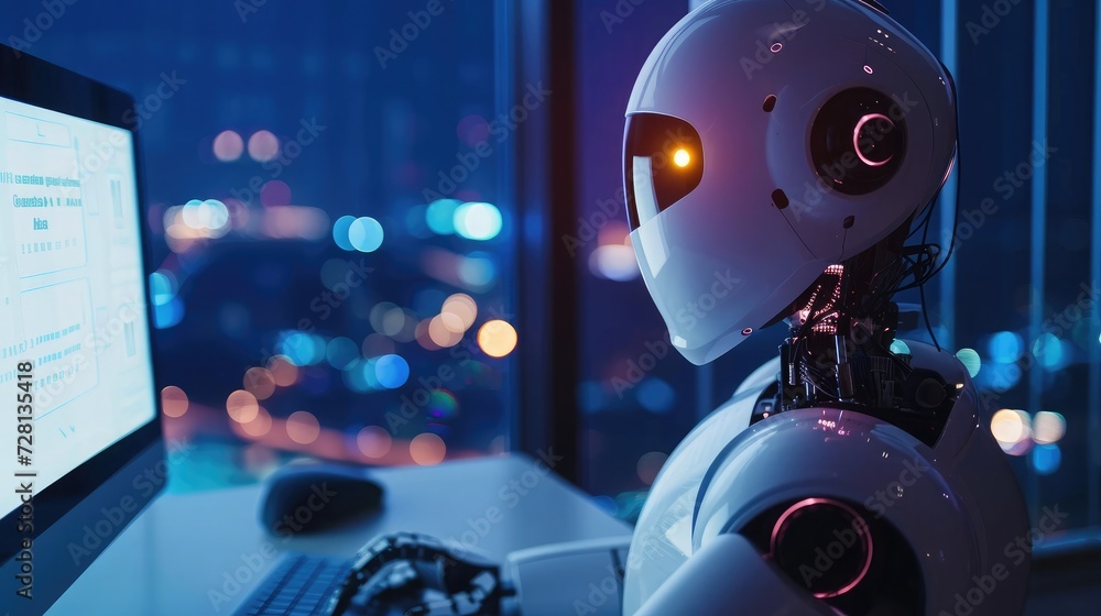 Poster ai chatbots working and chatting in computer