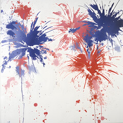 patriotic party fireworks on white background