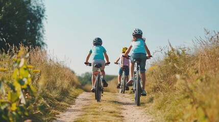 Family On Cycle Ride In Countryside