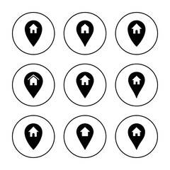 Address icon set vector. home location sign and symbol. pinpoint