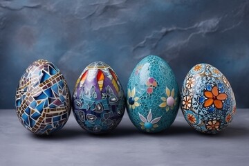 Easter mosaic eggs. Generative AI