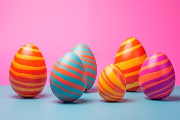 Fototapeta premium Striped Easter eggs. Generative AI