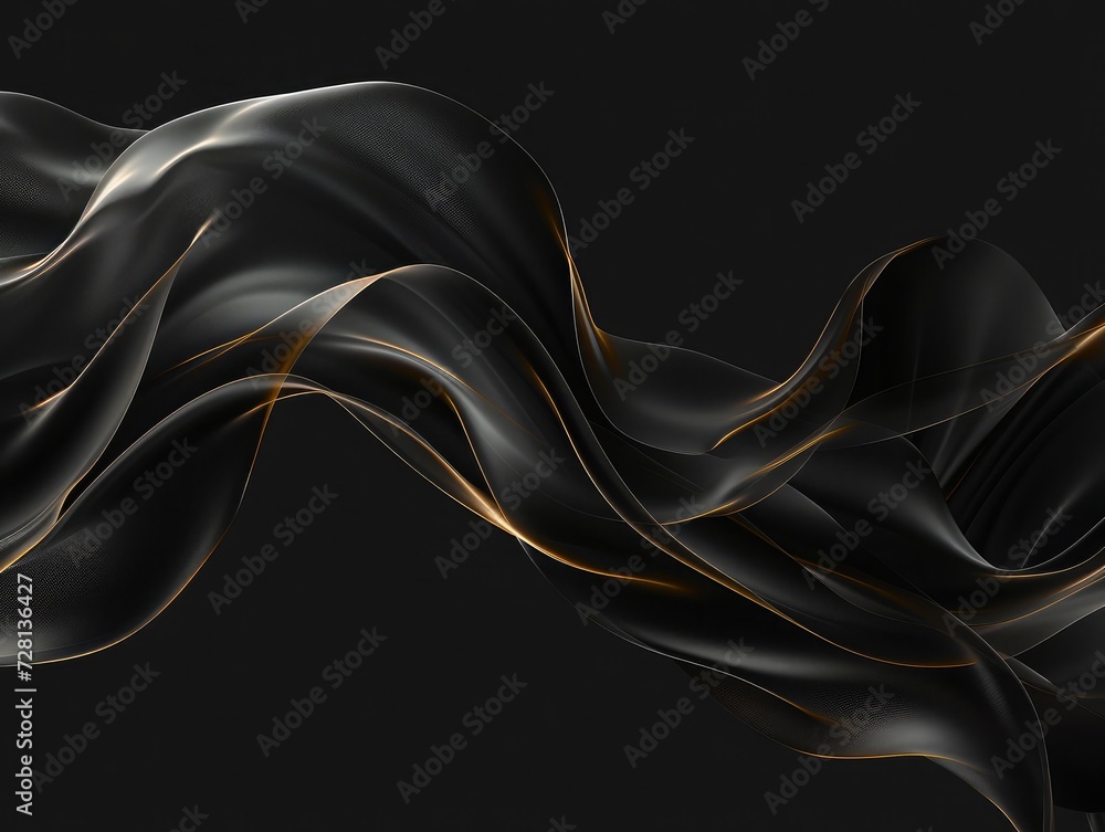 Poster panoramic abstract fluid wave curve banner with a dark background.black abstract background design. 