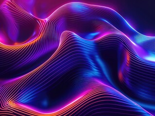 perfect shape, aesthetic, colorful background with abstract shape glowing in ultraviolet spectrum, curvy neon lines, Futuristic energy concept